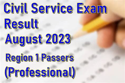 Civil Service Exam Result August 2023 Region 1 Passers Professional Philnews