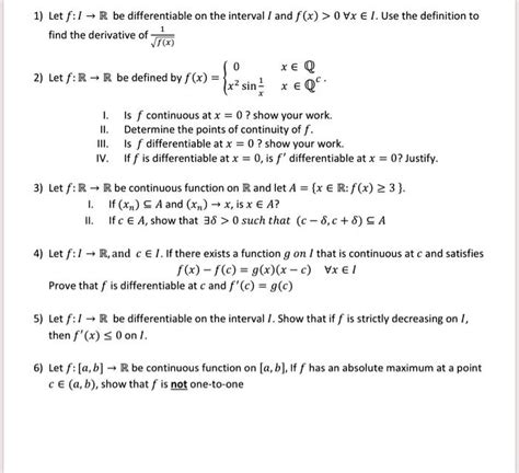 Solvedlet F R Be Differentiable On The Interval And Flx 0 Vx â‚¬