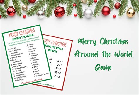 Words For Merry Christmas Around The World Christmas Game