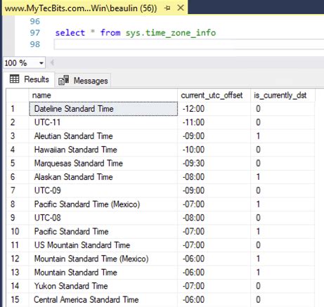 Convert UTC DateTime To Different Time Zones In SQL Server My Tec Bits