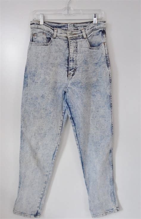 80s Jordache High Rise Stone Wash Jeans Skinny Tapered Blue Etsy