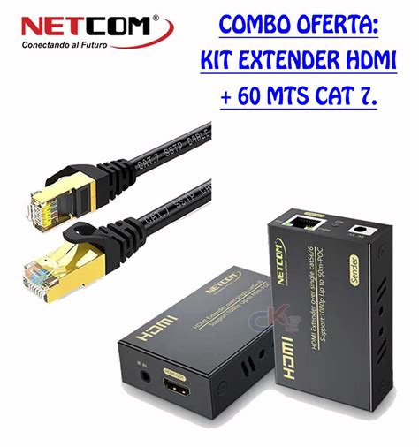 Combo Oferta Kit Extender Hdmi X Utp De Hasta Metros Netcom