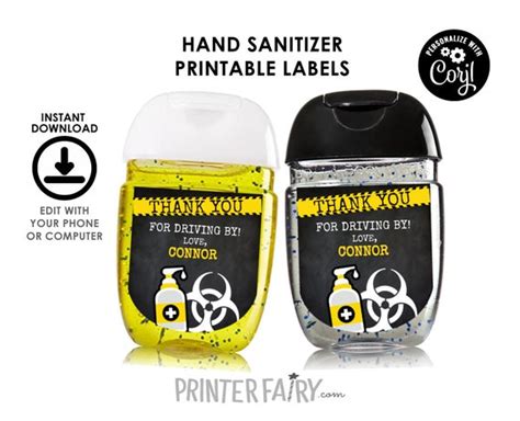 Drive By Birthday Party Hand Sanitizer Printable Label Quarantine Birthday Party Birthday