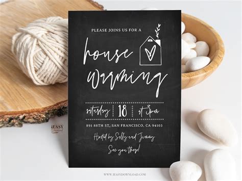 Editable House Warming Party Invitation, Chalkboard Invitation, Minimalist House Warming, New ...