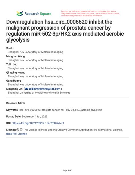 Pdf Downregulation Hsa Circ Inhibit The Malignant Progression