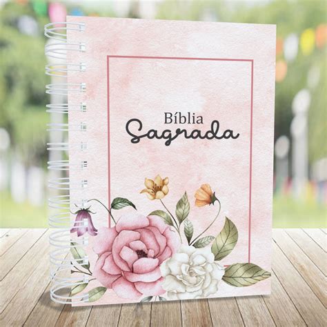 B Blia Sagrada Personalizada Floral Elo Produtos Especiais