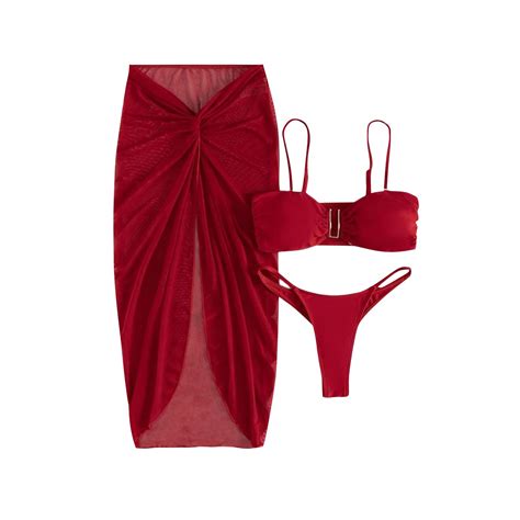 UTSJKR Savings Women S 3 Piece Bikini Set Summer Fashion Swimsuit V Wired Bikini Bathing Suit