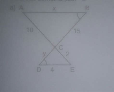 Determine X E Y Sabendo Que Os Triangulos Abc E Cde Sao Semelhantes Br