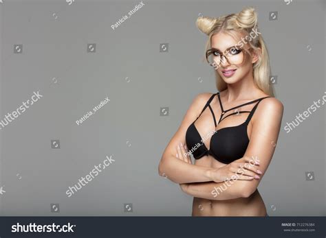 Sensual Beautiful Blonde Woman Posing Black Stock Photo Shutterstock