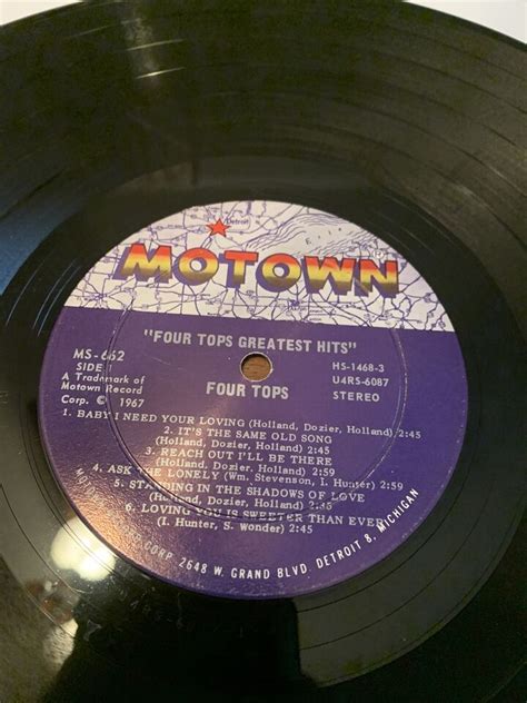 The Four Tops Greatest Hits Lp Not Tested Ebay