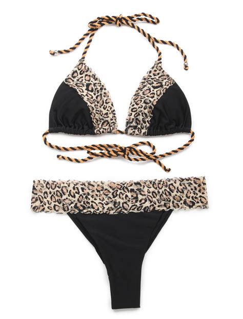 Charming Yellow Leopard Print Push Up Women S Bikini Swimsuit Milanoo