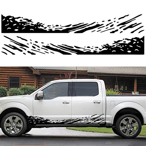 Meterk Truck Car Stickers, Racing Stripes Car Stickers, Waves Graphics ...