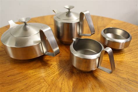 Old Hall Alveston Stainless Steel 4 Piece Tea Set Designed By Robert