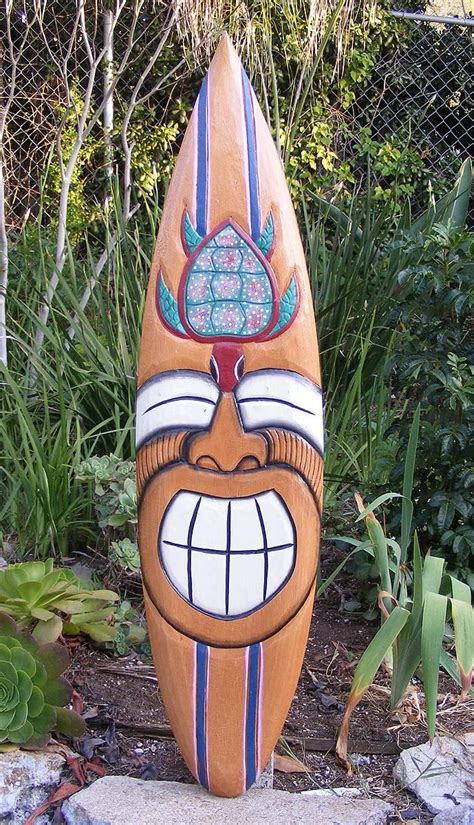 Amazon Happy Tiki Turtle Tropical Wood Surfboard Wall Plaque Mask