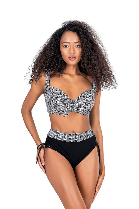 Endeep Kadın Büyük Beden Balenli Siyah Beyaz Desenli Bikini Takımı Fiyatı Yorumları Trendyol