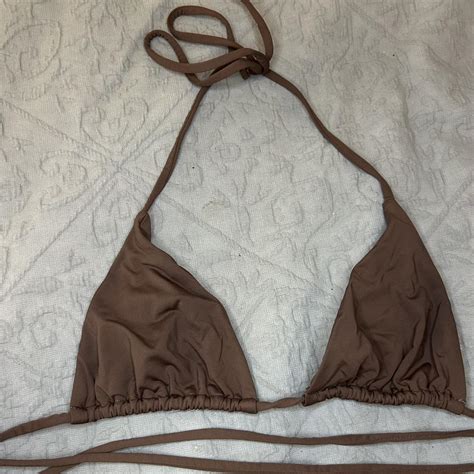 Subtitled Brown Bikini Top Is Xs Bottoms Are S Depop