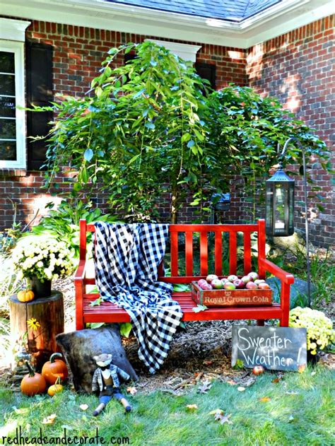 Fall Red Painted Bench - Redhead Can Decorate