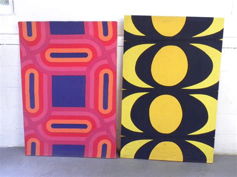 2 Vintage Mid Century Marimekko Modern Fabric Screen Prints On Etsy Screen Printed Fabric