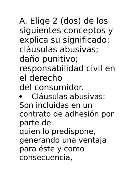 Tp Derecho Del Consumidor Y Usuario Primera Parte A Elige Dos