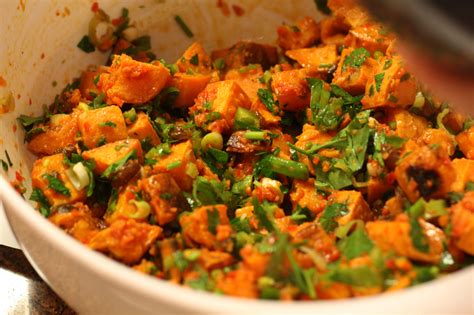 Dinner Recipe Roasted Sweet Potato Salad With Red Pepper Vinaigrette