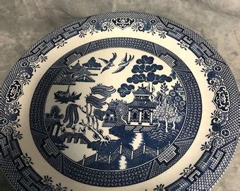 Churchill Blue Willow Oval Platter - Etsy