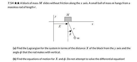 Solved 7 54⋆⋆ A Block Of Mass M Slides Without Friction