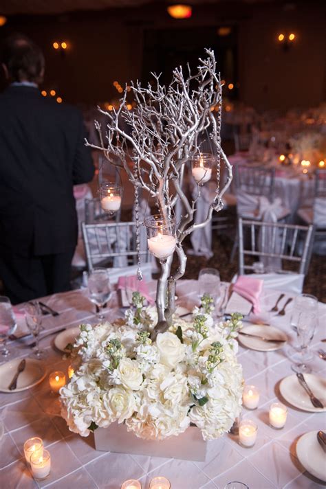 Silver Manzanita Centerpieces Less On The Bottom Flowers But What Do