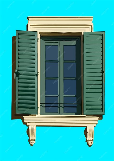 Premium Vector | Colourful window with flowers and shutters Venetian