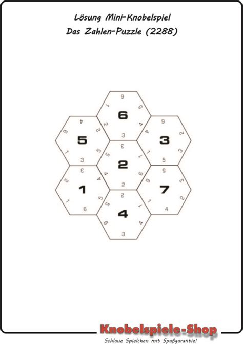 Lösung Mini Knobelspiel Das Zahlen Puzzle