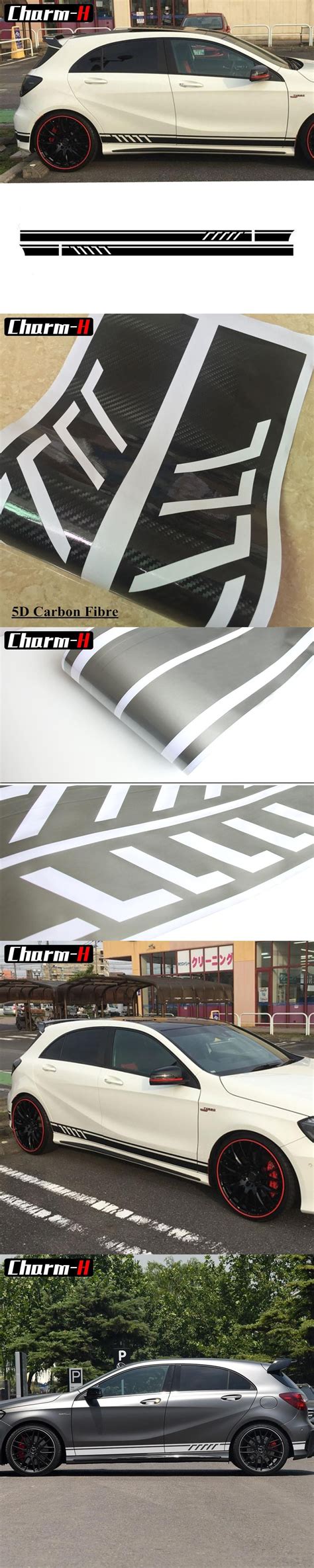 Matte Black Edition 1 Style Side Racing A45 Amg Stripes Top Hood Sticker For Mercedes Benz W176