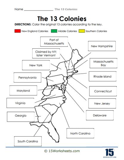 13 Colonies Interactive Map - Worksheets Library