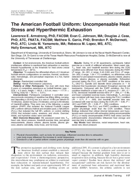 Pdf The American Football Uniform Uncompensable Heat Stress And