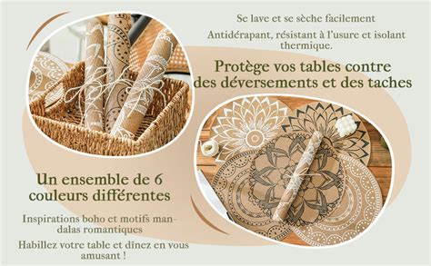 Elistonie Lot De Sets De Table Ronds Boho Sets De Table Lavables En