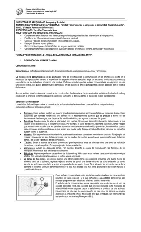 Lenguaje Diferenciado Y Valenzuela Modulo Mediom Dulo Unidad