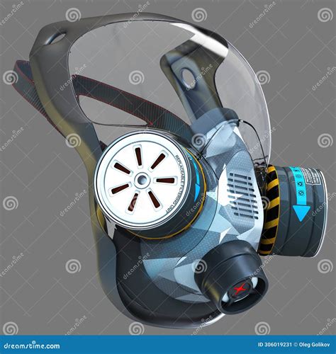 3D Illustration of a Respirator Mask with Customized Design. Ergonomic