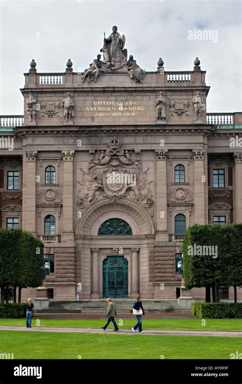 Main entrance to Riksdag building, Stockholm, Sweden Stock Photo - Alamy