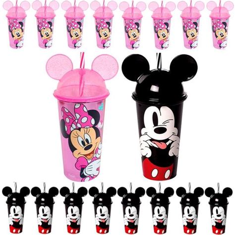 Kit 20 Copos Minnie E Mickey Mouse Orelhas Infantil Para Festas