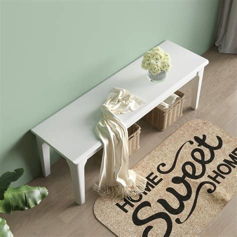 BALANBO Indoor Furniture: White Wood Bench for Bedroom, Living Room ...