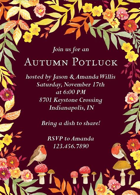 Fall Party Invitations Free Templates Printable Word Searches