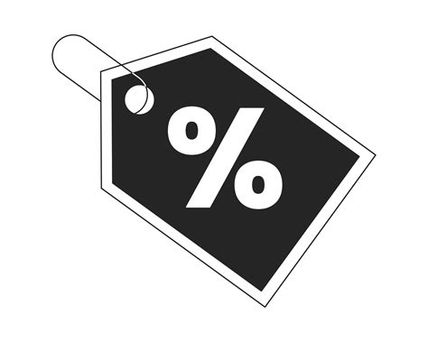 Discount tag black and white 2D line cartoon price tag. Percent