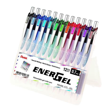 Energel Xm Liquid Gel Pen 0 7mm Nib Hard Case X 12 Assorted Colours