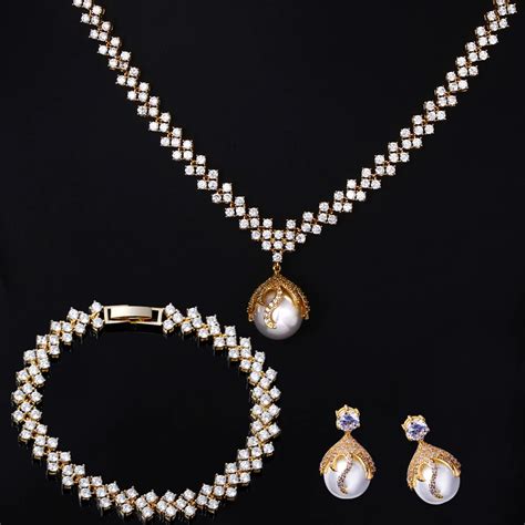 Aliexpress Buy Bridal Jewelry Sets Setting CZ Imitation Pearl