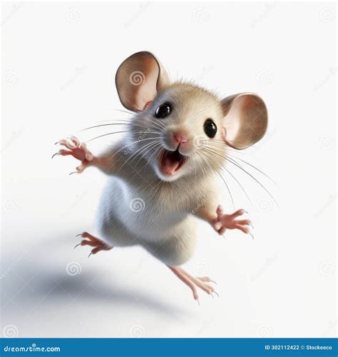 Adorable Brown Rat Jumping - 3d Retouched Photo for Commercial Use Stock Illustration ...