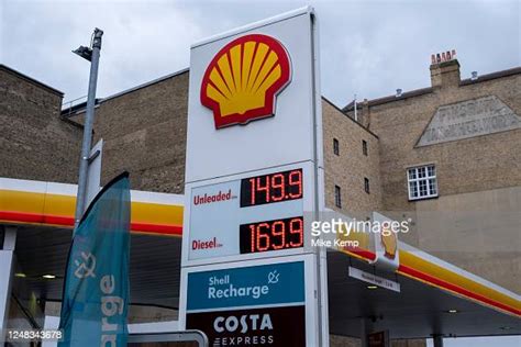 Shell Oil Company logo outside a petrol station at Old Street on 6th ...