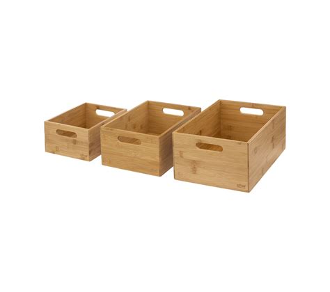 Lot De 3 Boites De Rangement Rectangles En Bambou Boite De Rangement But