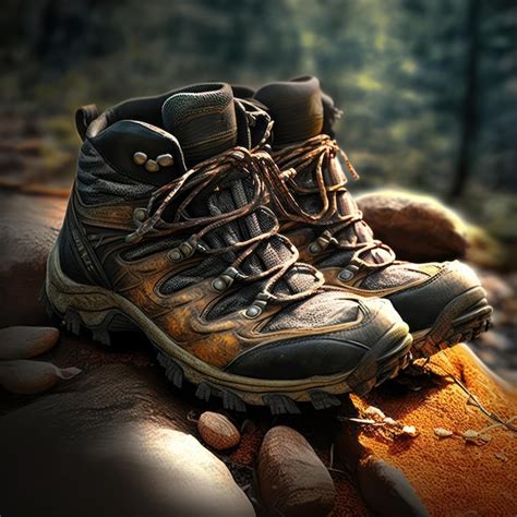 Premium Photo A Pair Of Hiking Boots With The Word Hiking On It