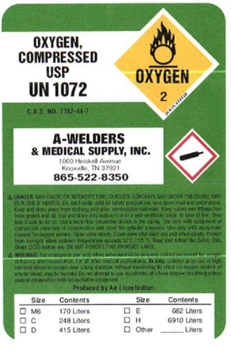 Oxygen By A Welders And Medical Supply Inc Oxygen Gas