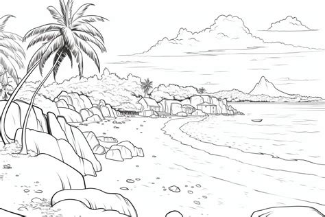 Praia Desenho Para Colorir - 7