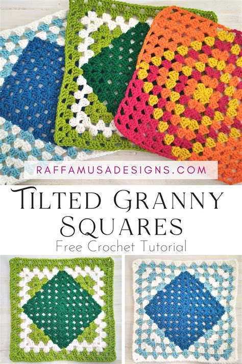 Tilted Squared Diamond Granny Square Free Crochet Pattern