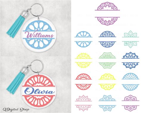 Keychain Svg, Monogram Keychain Svg, Monogram Mandala Svg, Customizable ...